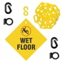 Wet Floor Sign & Magnet Ring Carabiner Kit w/Plastic Chain