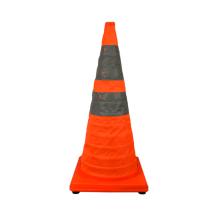 28" Orange Collapsible Pop Up Cone w/LED Light 6" & 4" Reflective Collar