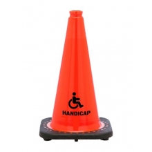 18" Handicap STENCIL Traffic Cone, 3 lb Black Base