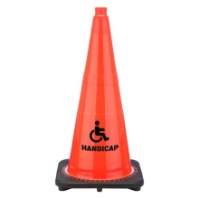 28" Handicap STENCIL Traffic Cone Black Base, 7 lbs