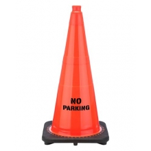28" No Parking STENCIL Traffic Cone Black Base, 7 lbs