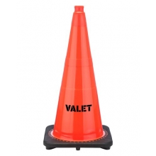 28" Valet STENCIL Traffic Cone Black Base, 7 lbs