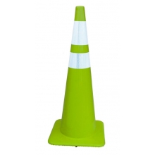 36" All Lime-Green 10 lbs Traffic Cone w/4" and 6" Collars Made in USA