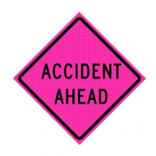 48" x 48" Pink Roll Up Traffic Sign - Accident Ahead