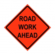 48" x 48" Roll Up Traffic Sign - Road Work Ahead