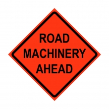 48" x 48" Roll Up Traffic Sign - Road Machinery Ahead