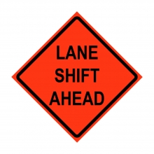 36" x 36" Roll Up Traffic Sign - Lane Shift Ahead