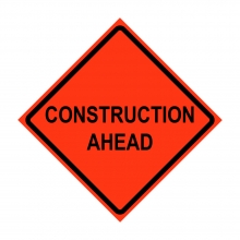 48" x 48" Roll Up Traffic Sign - Construction Ahead