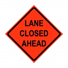 48" x 48" Roll Up Traffic Sign - Lane Closed Ahead
