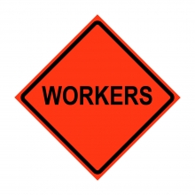 36" x 36" Roll Up Traffic Sign - Workers