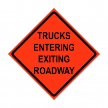 36" x 36" Roll Up Traffic Sign - Trucks Entering Exiting Roadway