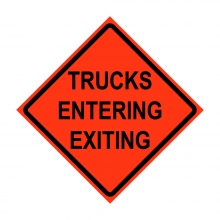 36" x 36" Roll Up Traffic Sign - Trucks Entering Exiting