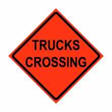 48" x 48" Roll Up Traffic Sign - Trucks Crossing