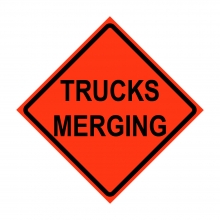 36" x 36" Roll Up Traffic Sign - Trucks Merging