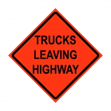 36" x 36" Roll Up Traffic Sign - Trucks Leaving Highway