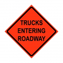 36" x 36" Roll Up Traffic Sign - Trucks Entering Roadway