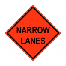 48" x 48" Roll Up Traffic Sign - Narrow Lanes