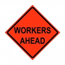 36" x 36" Roll Up Traffic Sign - Workers Ahead