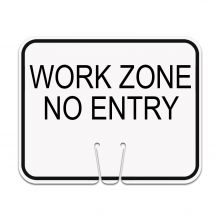 Traffic Cone Sign - WORK ZONE NO ENTRY
