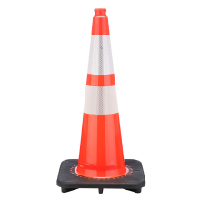 28" Slim Orange Traffic Cone, 7 lb Black Base, w/6" & 4" 3M Reflective Collar