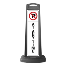 Black Reflective Vertical Sign Panel w/Base Option - No Parking At Anytime 