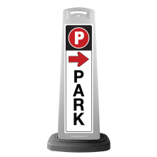 White Reflective Vertical Sign Panel w/Base Option - Park Right Arrow