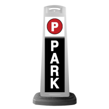 White Reflective Vertical Sign Panel w/Base Option - Park Black Background