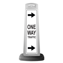White Vertical Sign Panel w/Base Options - One Way Traffic Arrows