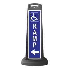 Black Reflective Vertical Sign Panel w/Base Option - Handicap Ramp