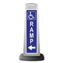 White Reflective Vertical Sign Panel w/Base Option - Handicap Ramp