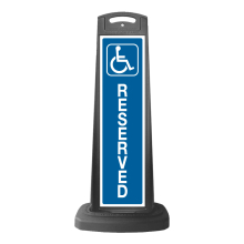 Black Reflective Vertical Sign Panel w/Base Option - Handicap Reserved 