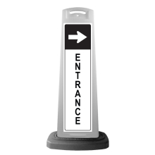 White Reflective Vertical Sign Panel w/Base Option - Entrance Text w/Arrow