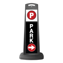 Black Reflective Vertical  Sign Panel w/Base Option - Park & Arrow