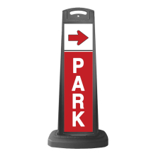 Black Reflective Vertical Sign Panel w/Base Option - Park & Arrow