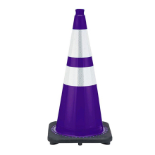 28" Purple Traffic Cone, 7 lb Black Base, w/6" & 4" 3M Reflective Collar 