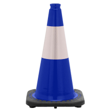 18" Navy Blue Traffic Cone, 3 lb Black Base, w/6" Reflective Collar