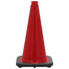 18" Red Traffic Cone, 3 lb Black Base