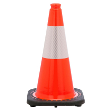 18" Orange Traffic Cone, 3 lb Black Base, w/6" 3M Reflective Collar 