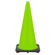 28" Lime Green Traffic Cone, 7 lb Black Base