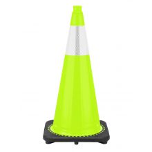 28" Lime Green Traffic Cone, 7 lb Black Base,  w/6" Reflective Collar