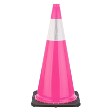 28" Pink Traffic Cone, 7 lb Black Base, w/6" Reflective Collar