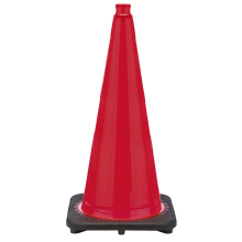 28" Red Traffic Cone, 7 lb Black Base