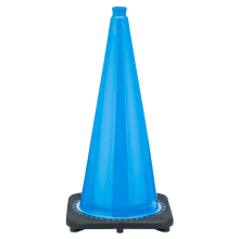 28" Sky Blue Traffic Cone, 7 lb Black Base