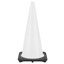 28" White Traffic Cone, 7 lb Black Base