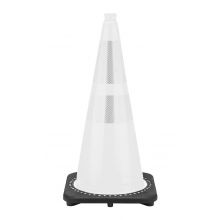 28" White Traffic Cone,  7 lb Black Base, w/4" & 6" Reflective Collars