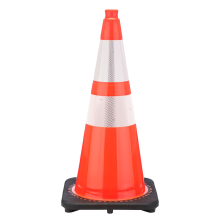 28" Orange Traffic Cone, 7 lb Black Base, w/6" & 4" 3M Reflective Collars 