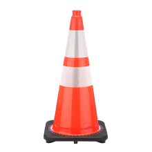 28" Orange Traffic Cone, 7 lb Black Base, w/6" & 4" 3M Reflective Collars