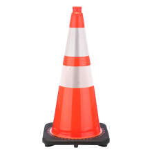 28" Orange Traffic Cone, 7 lb Black Base, w/6" & 4" 3M Reflective Collars