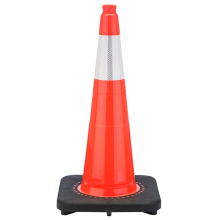 28" Slim Orange Traffic Cone, 10 lb Black Base, w/6" Reflective Collar