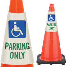 Reflective Cone Message Collar: Handicapped Parking Only